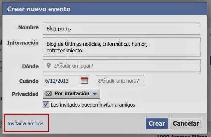 Invitar evento facebook