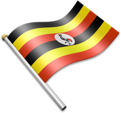 The Ugandan flag on a flagpole clipart image