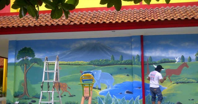 Contoh Gambar Lukisan Mural Dinding Anak Sekolah TK