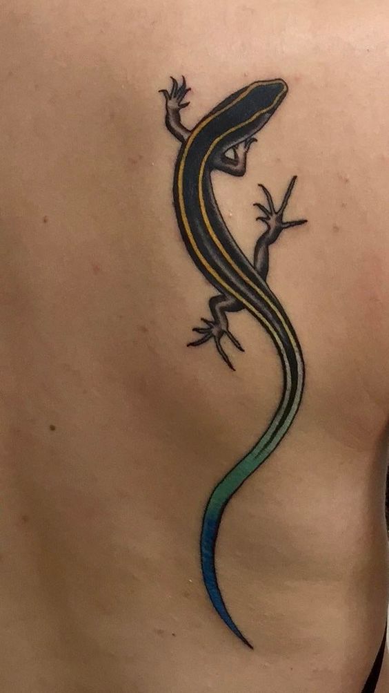 Colour-Lines-Lizard-Tattoo
