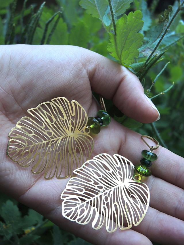 DIY oorbellen/earrings "Monstera"