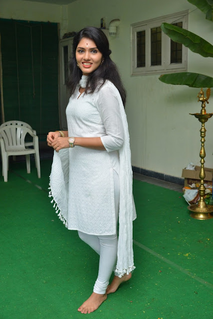 Lover Movie Actress Gayathri Suresh in White Dress