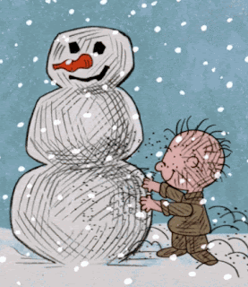 gif animado carlitos con muñeco de nieve