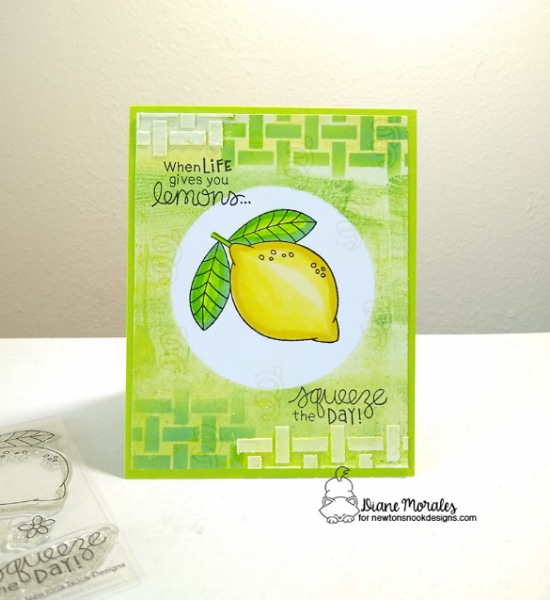 Squeeze the day by Diane features Circle Frames, Lemon Twist, and Basketweave by Newton's Nook Designs; #inkypaws, #newtonsnook, #summercards, #cardmaking