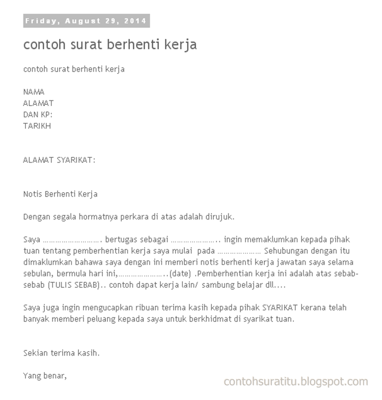 Contoh Surat Berhenti Bekerja Untuk Sambung Belajar Words  OlverNewsRons