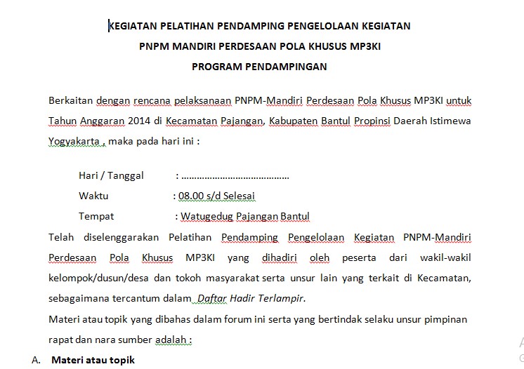 Contoh Berita Acara Kegiatan Atau Rapat Yang Benar - SiAmplop