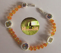 bracelet, fimo, polymère, orange, jaune, fleur, papillon, enfant, perle, rocaille