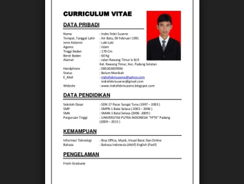 Contoh resume kerja yang bisa anda