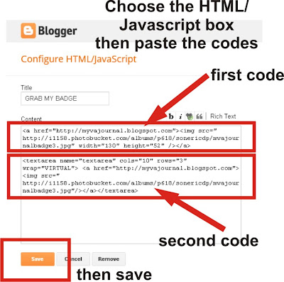 paste the badge code on blogspot