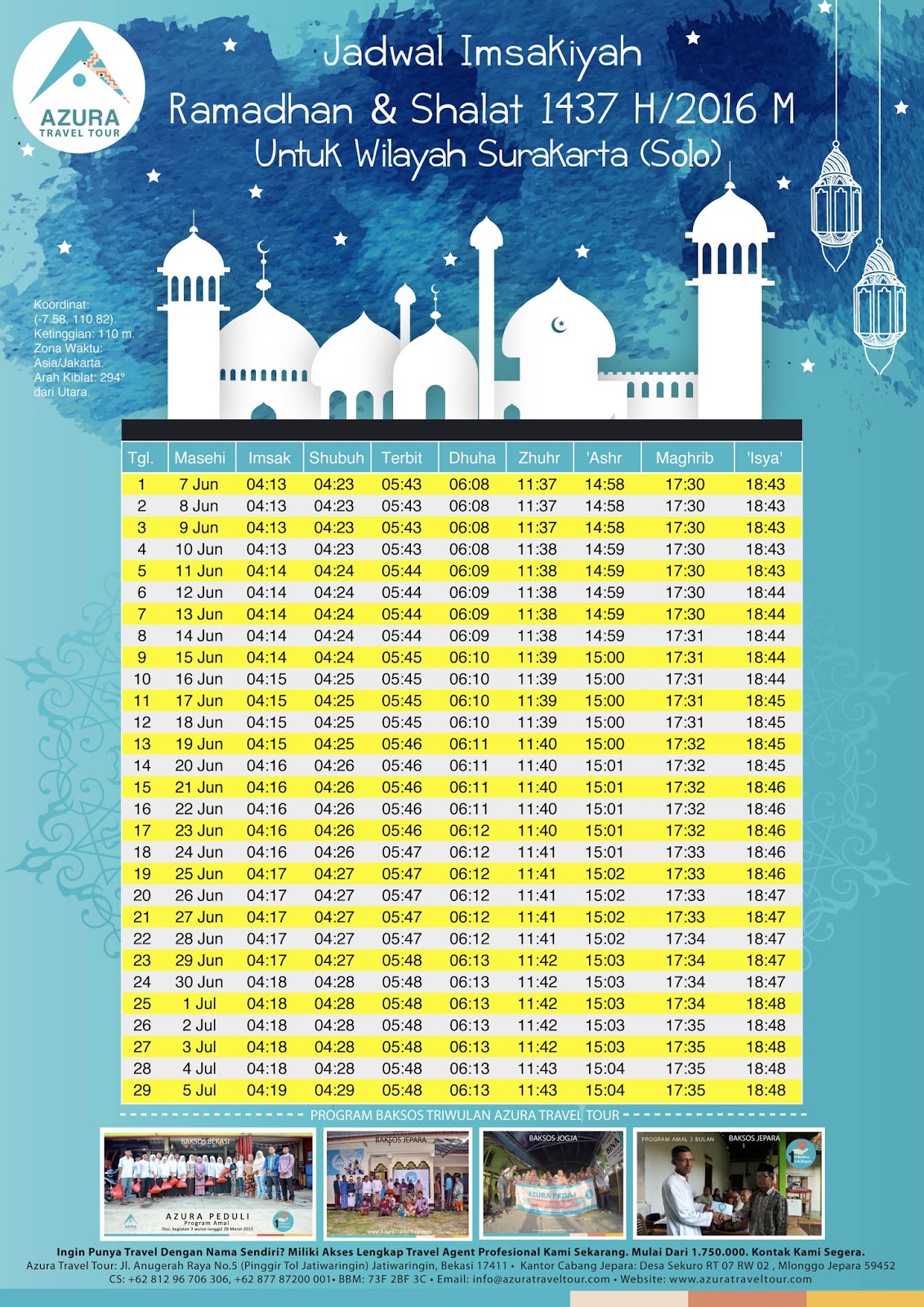 Jadwal Imsyakiah dan Sholat Tahun 2016-2017