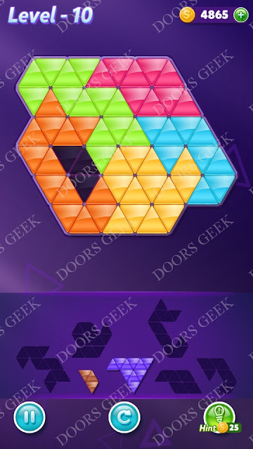 Block! Triangle Puzzle Advanced Level 10 Solution, Cheats, Walkthrough for Android, iPhone, iPad and iPod