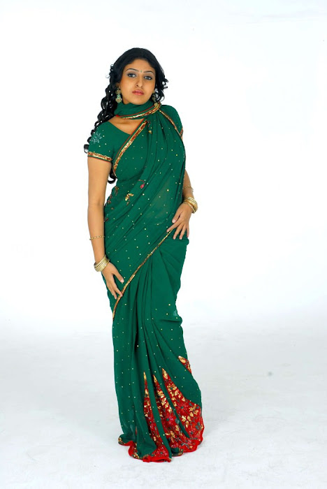 monica in green saree shoot actress pics