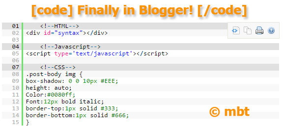 SyntaxHighlighter Shortcode for Blogger