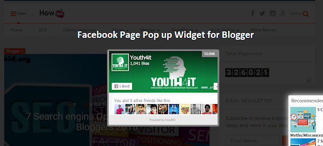 Facebook Pop up widget for blogger