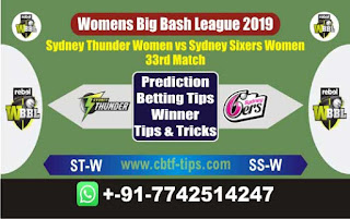 Who will win Today WBBL 2019, 33th Match Thunder vs Sixer 33th, WBBL T20 2019