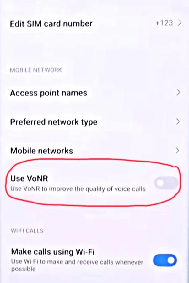 Use VoNR in 5g phone