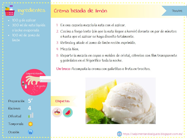 Crema helada de limón