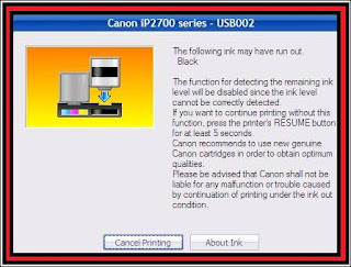 Canon IP2770 : The following ink may have run out