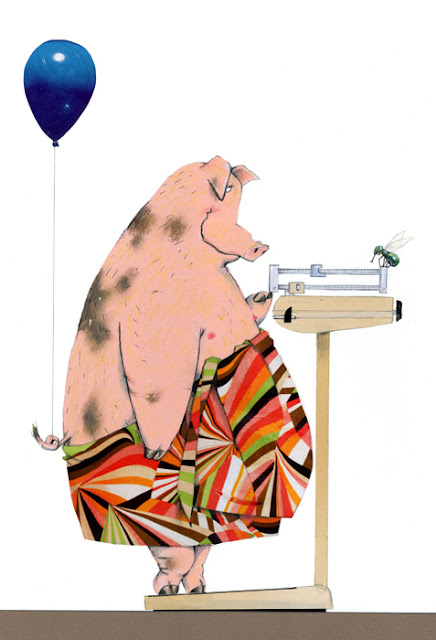 illustration weight watchers pig scale balloon fly bliss point michael moss