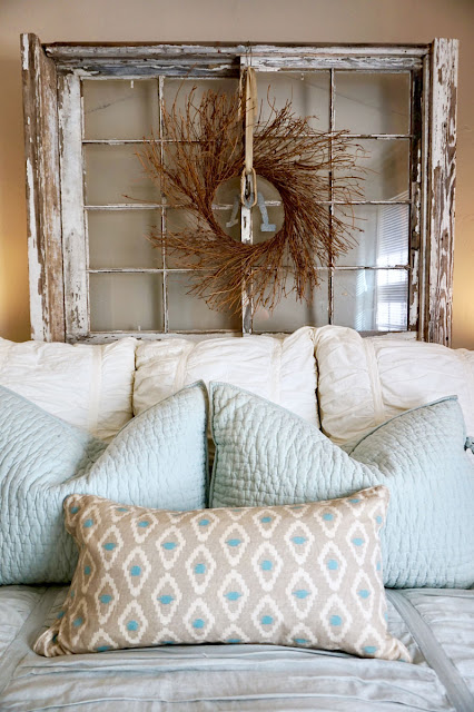 Bed Spread with Antique Window for Headboard