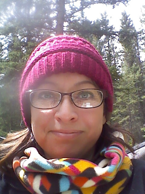 camping with warm hat and neck warmer May 2016 Christy Sheeler