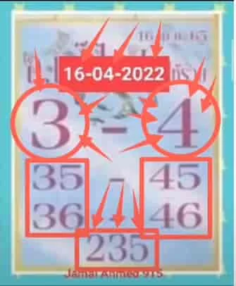 VIP PAPER 16-04-2022 THAI LOTTERY | 3UP TOTAL GAME OPEN 16-04-2022