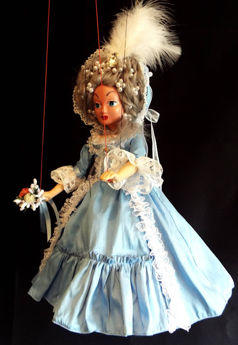 A Pelham Puppet redressed as Queen Marie Antoinette. An original design by Alexander Sanderson Designs