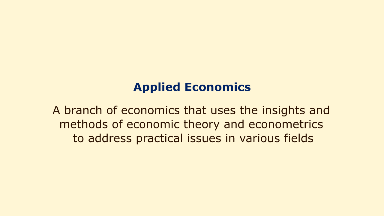 A branch of economics that uses the insights and methods of economic theory and econometrics to address practical issues in various fields.