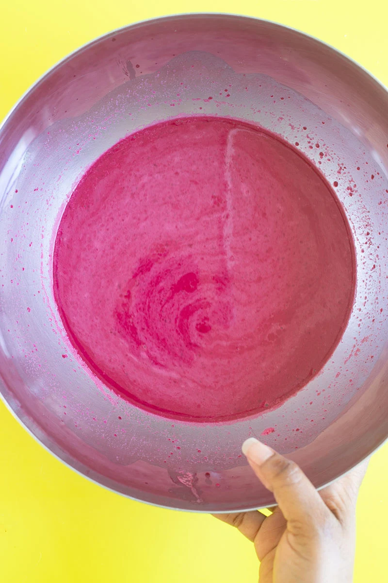 Mixed beetroot punch with milks and spices.