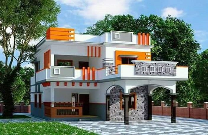 2 Floor House Front Design In Village