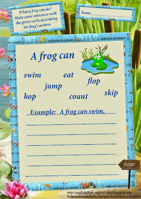 frog song for children action verbs worksheets