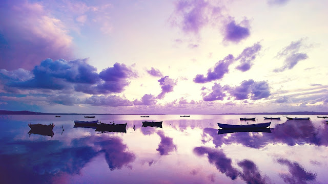 Purple Sunset in Ocean HD Wallpaper