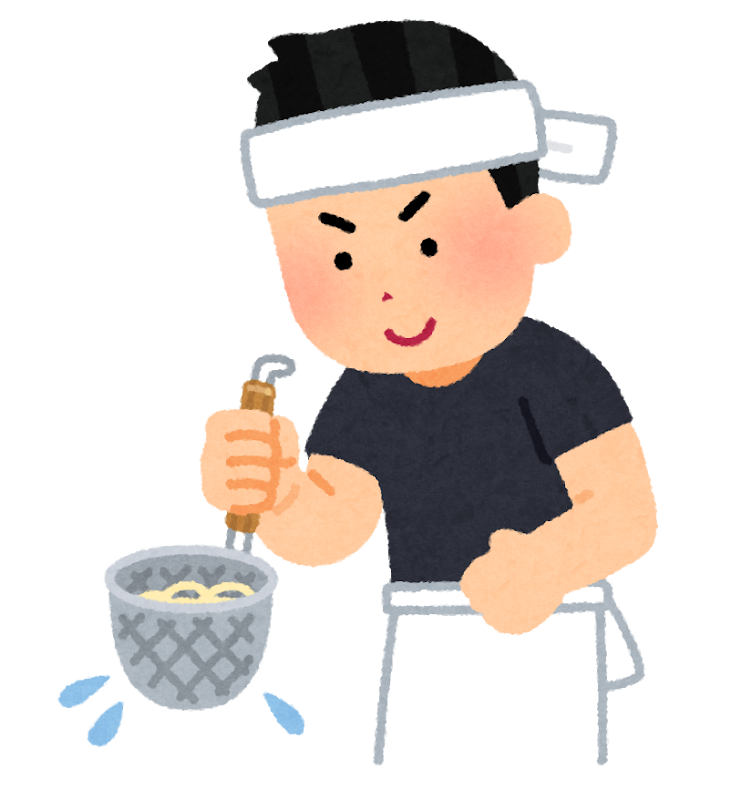 湯切りをするラーメン屋のイラスト かわいいフリー素材集 いらすとや