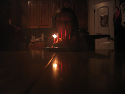 Mandi blows out her candles