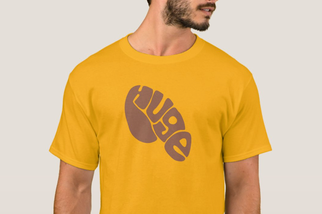 Huge cock silhouette text in brown.