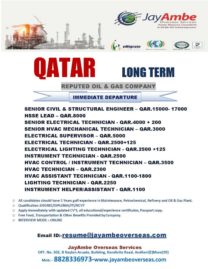Qatar - Oil and Gas Company - Long Term Jobs