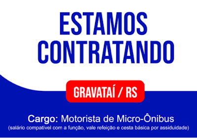 Vagas para Motorista de micro-ônibus em Gravataí