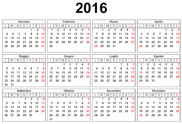 Calendario 2016