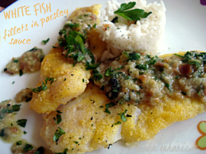 White fish fillets in parsley sauce by Laka kuharica: simple yet delicious parsley sauce makes all the difference.