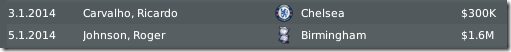 Leeds: +Carvalho, +Johnson
