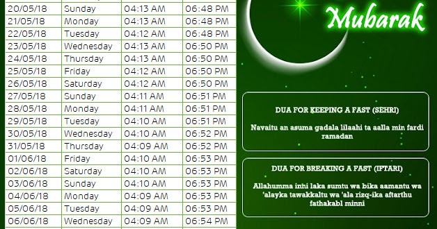 Hyderabad Sehri - Iftar Ramadan Timings 2018 - Updated 