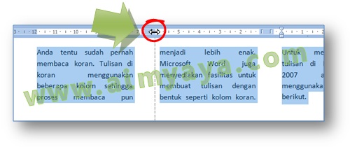 Gambar: Cara mudah membuat kolom seperti tulisan koran di Microsoft Word 2007