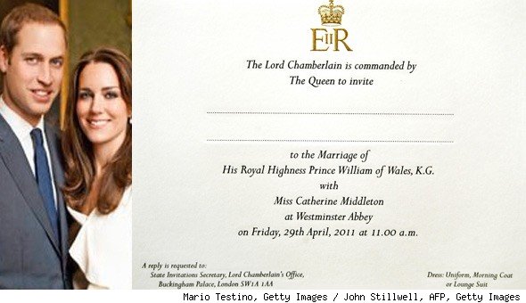 william and kate royal wedding invitation card. William and Kate Royal Wedding