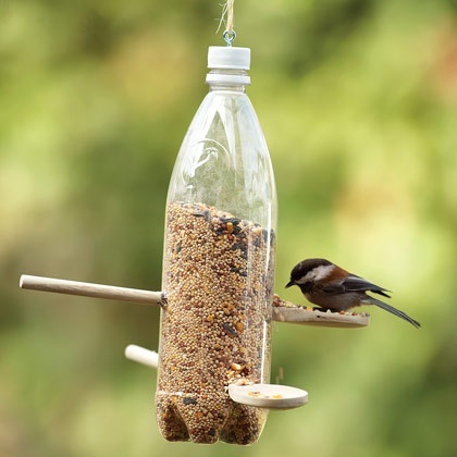 Permaculture Ideas: Recycled Bottle - Bird Feeder for Compost Nitrogen 