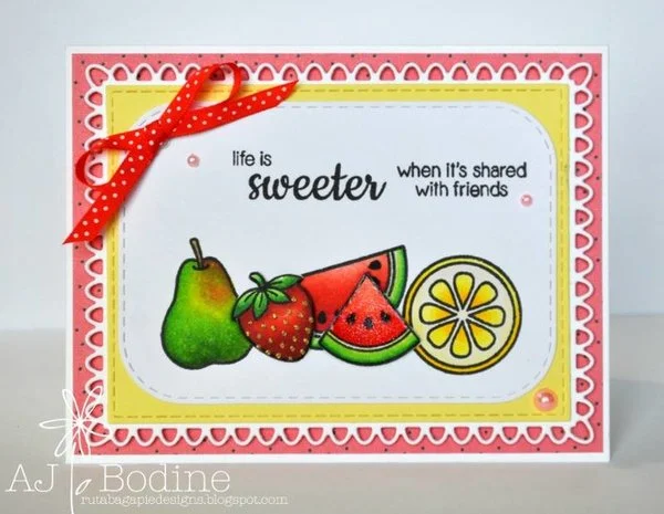 Sunny Studio Stamps: Fresh & Fruity Life Is Sweeter with Friends Card by AJ Bodine