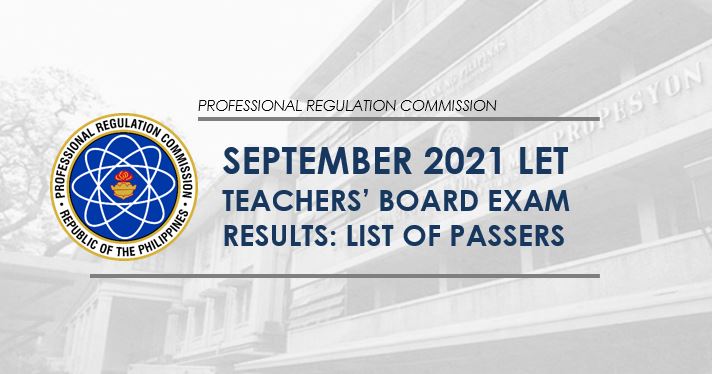 LET RESULT: September 2021 teachers board exam list of passers