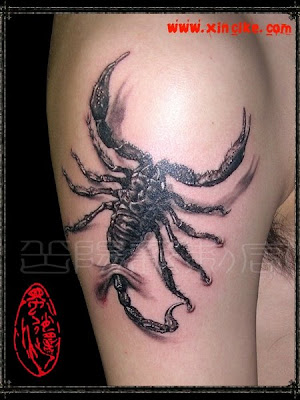 The scorpion in this free tattoo design has an interesting tail - perfect 