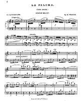 Partitura de 'La Paloma' (The Dove, Spanish Melody, 1883)