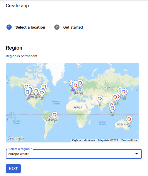 GCP AppEngine zone select