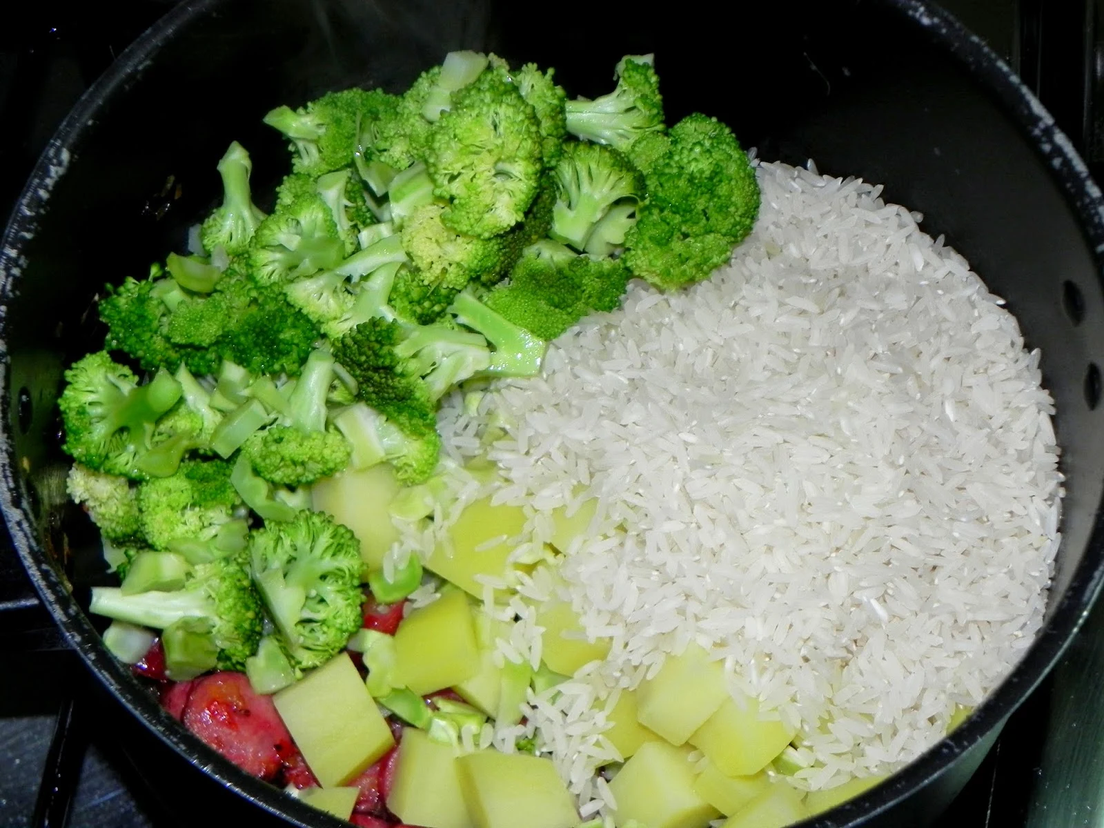 como fazer arroz com calabresa e brocolis